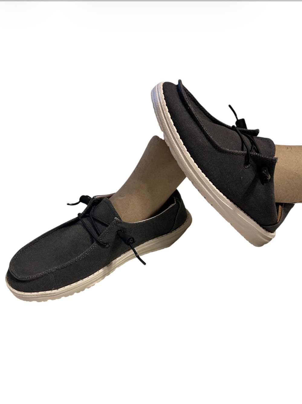 Hey Dude Wendy Chambray Off Black Lightweight Comfort Shoe Women 7 Travel EUC!